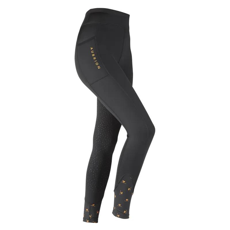Aubrion Porter Winter Riding Tights - Childrens - Jet Black-1
