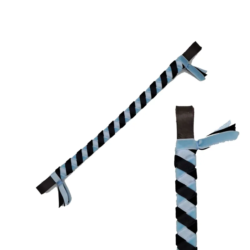 Velvet and Satin Browband -  Black/Baby Blue