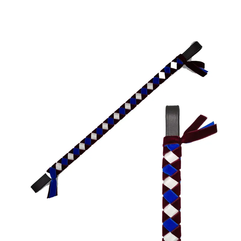 Velvet and Satin Browband -  Burgundy/Blue/White