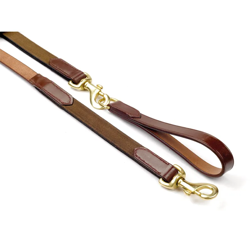 John Whitaker Leather Draw Reins with Elastic - Brown
