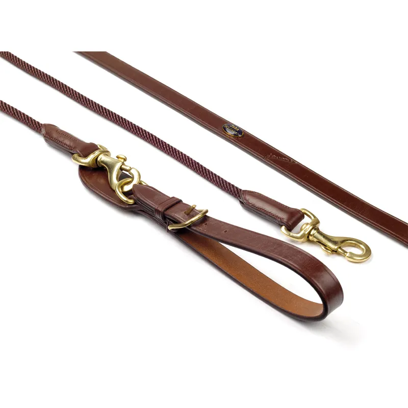 John Whitaker Leather and Rope Draw Reins - Brown