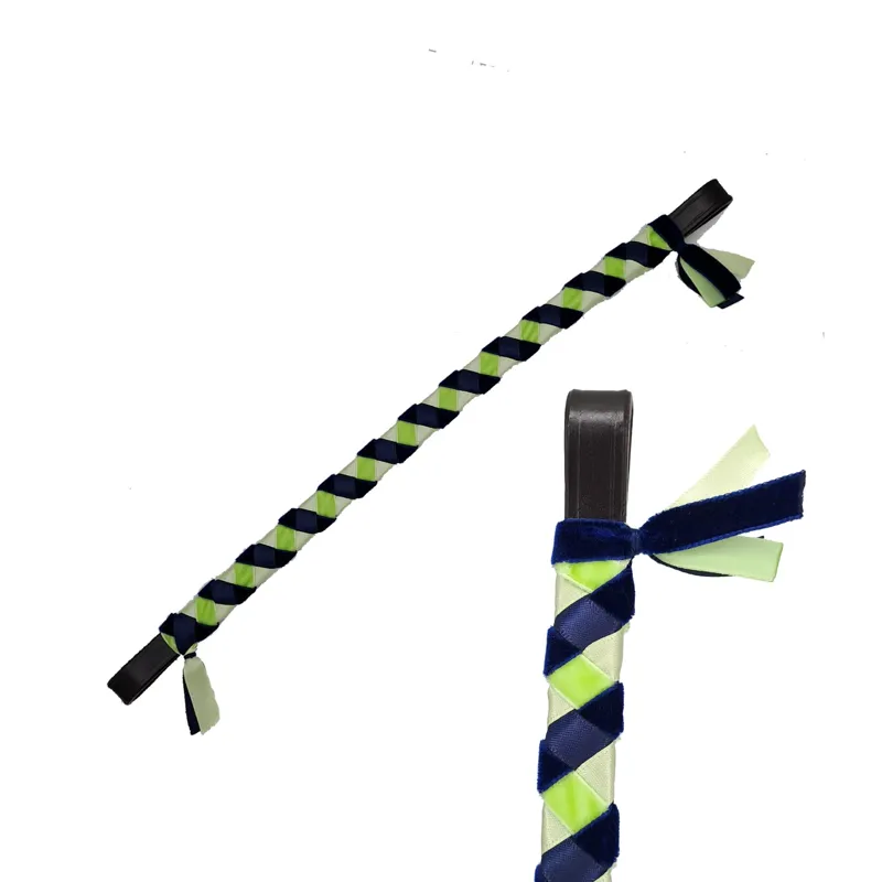 Velvet and Satin Browband - Navy/Mint