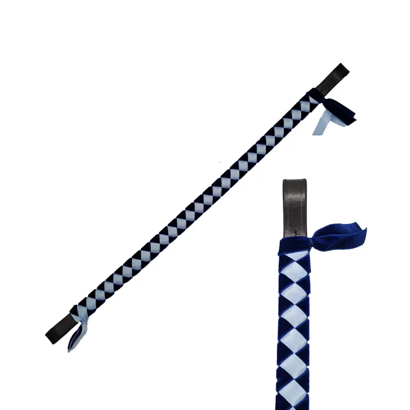 Velvet and Satin Browband - Navy/Light Blue