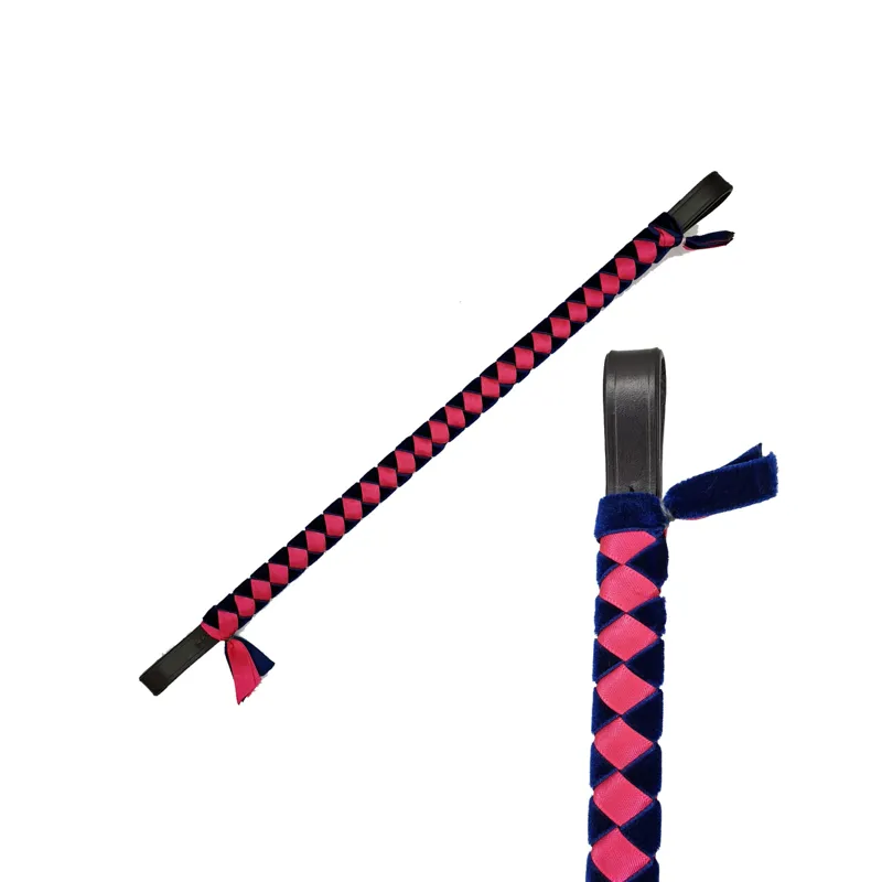 Velvet and Satin Browband - Navy/Pink
