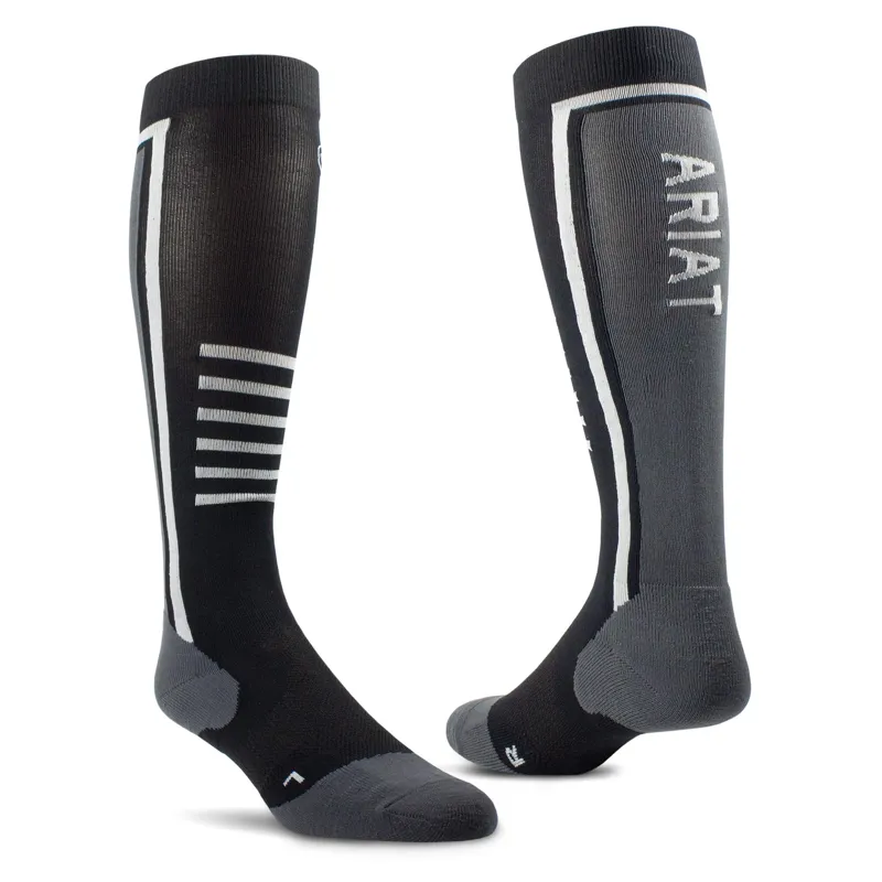 Ariat Tek Slimline Performance Socks - Black/Sleet