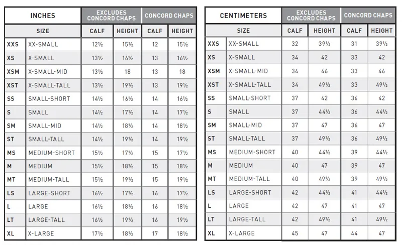 Ariat Half Chap Sizes