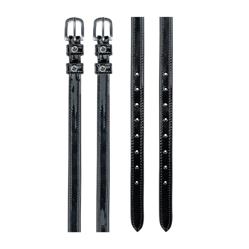 Black Patent Spur Straps with Black Crystals-1