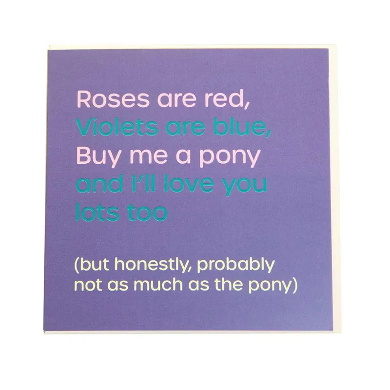 Gubblecote Humourous Greetings Card - Roses Are Red