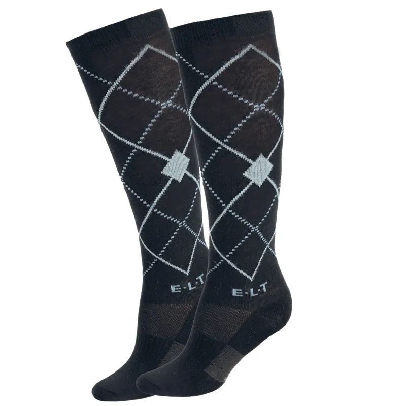 Waldhausen Argyle Riding Socks - Black/Stone Blue