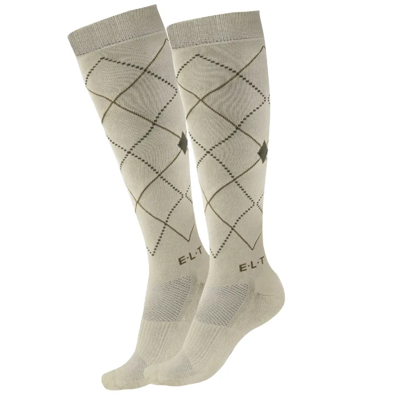 Waldhausen Argyle Riding Socks - Beige Grey