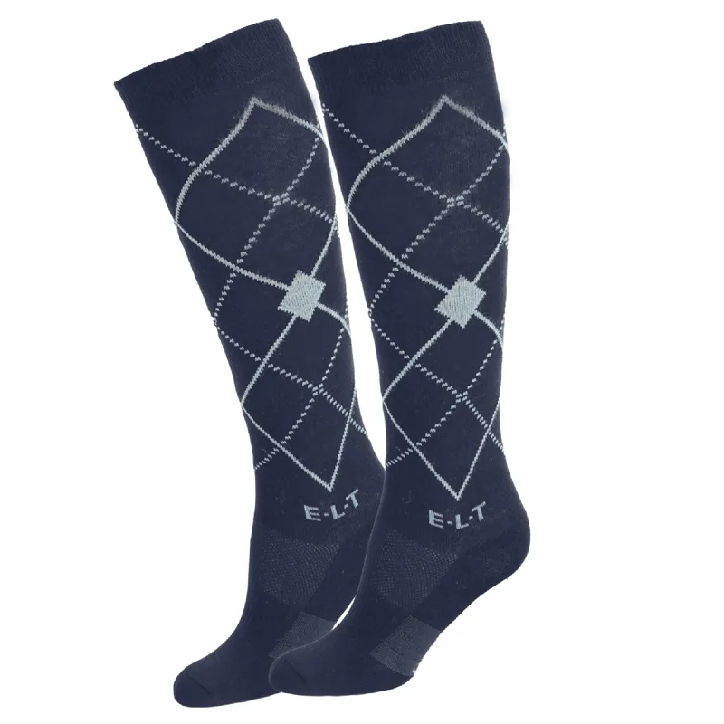 Waldhausen Argyle Riding Socks - Deep Blue/Stone