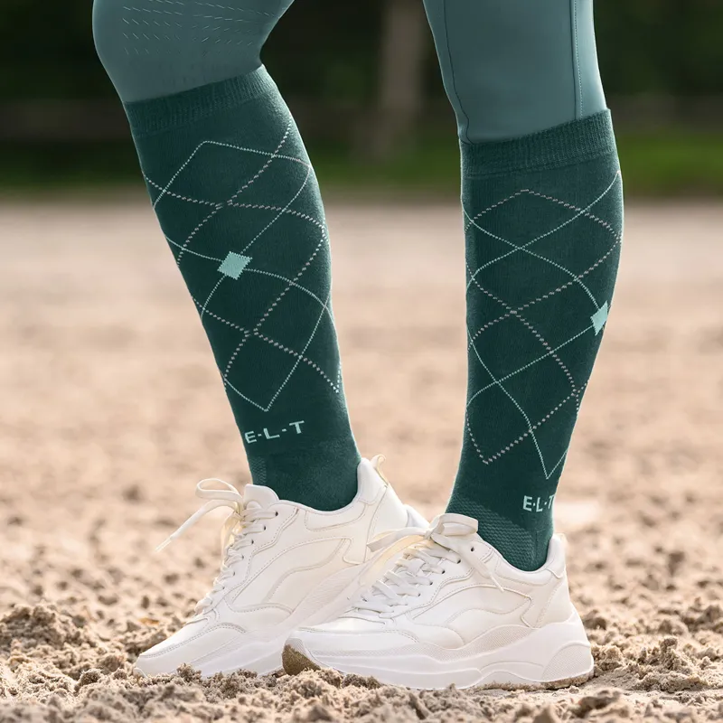Waldhausen Argyle Riding Socks - Pine Green