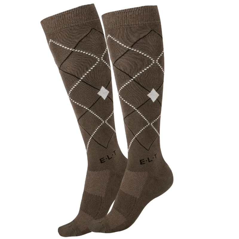 Waldhausen Argyle Riding Socks - Green Brown-1