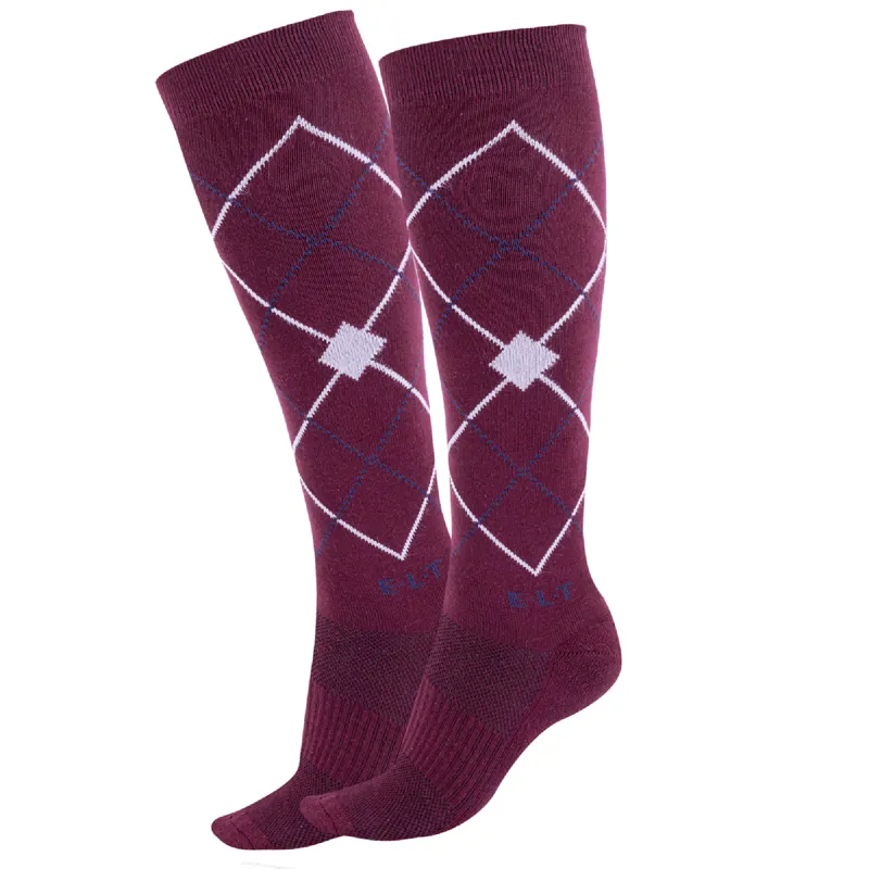 Waldhausen Argyle Riding Socks - Velvet Red-1