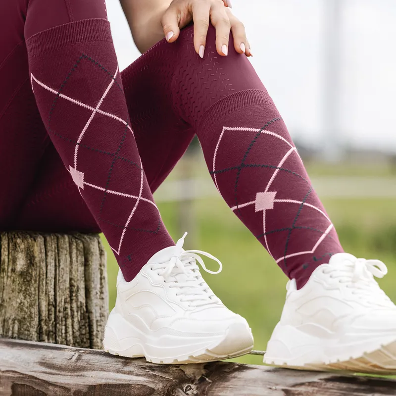 Waldhausen Argyle Riding Socks - Velvet Red