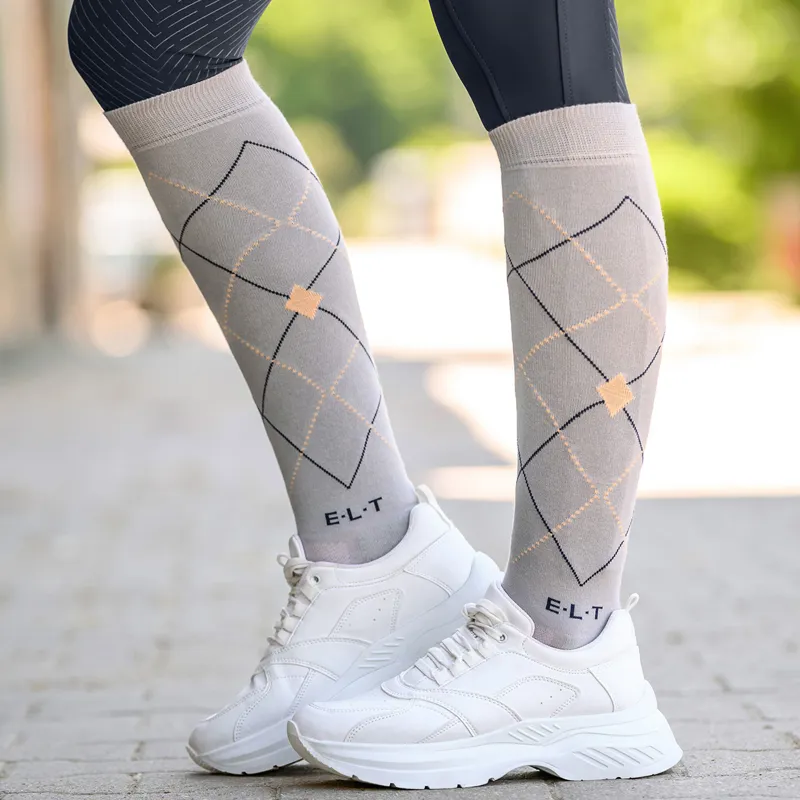 Waldhausen Argyle Riding Socks - Chrome Grey