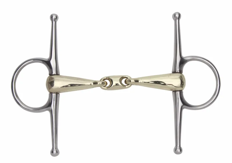 Shires Full Cheek Brass Snaffle With Lozenge Bit