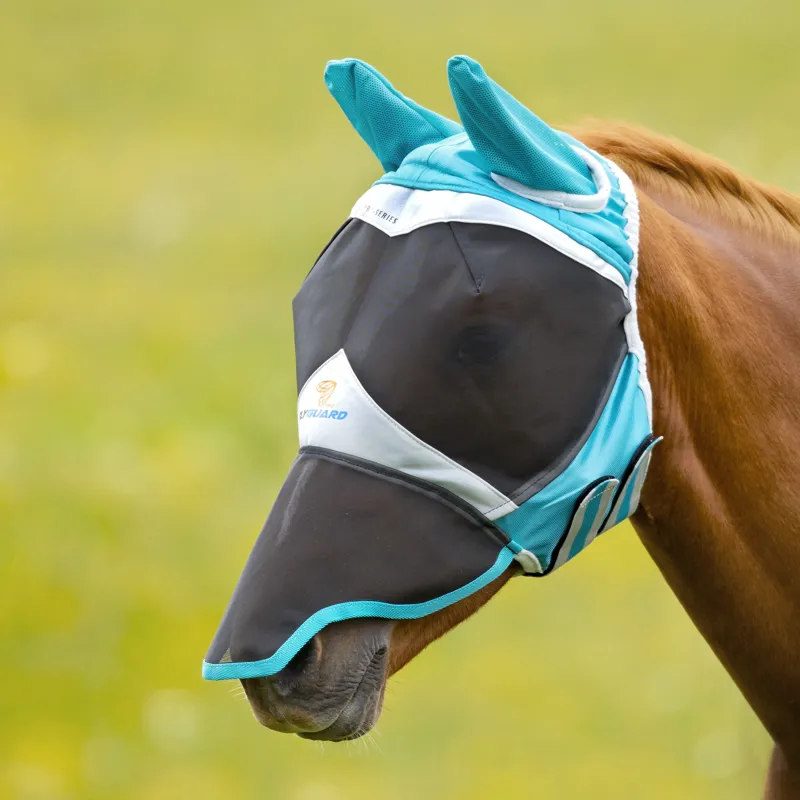 Fine Mesh Fly Mask With Ears and Nose - Teal