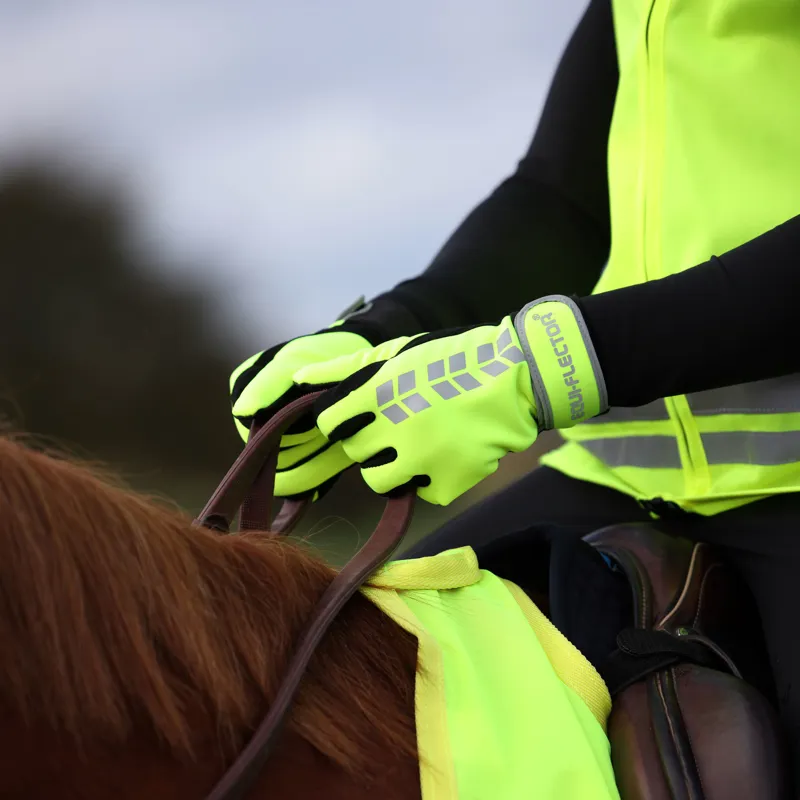 EQUI-FLECTOR Reflective Riding Gloves - Yellow