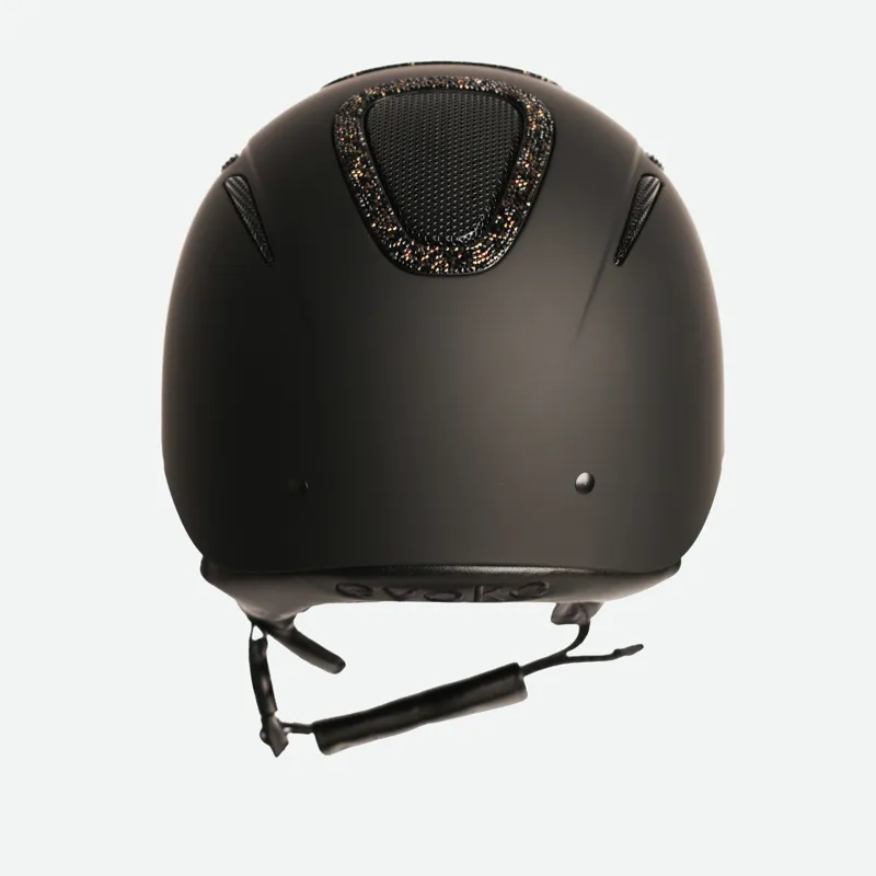 Evoke Elara Classic Peak - Black/Gold Crystal Riding Helmet-2