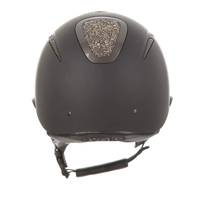 Evoke Elara Wide Peak - Black/Gold Crystal Riding Helmet-3