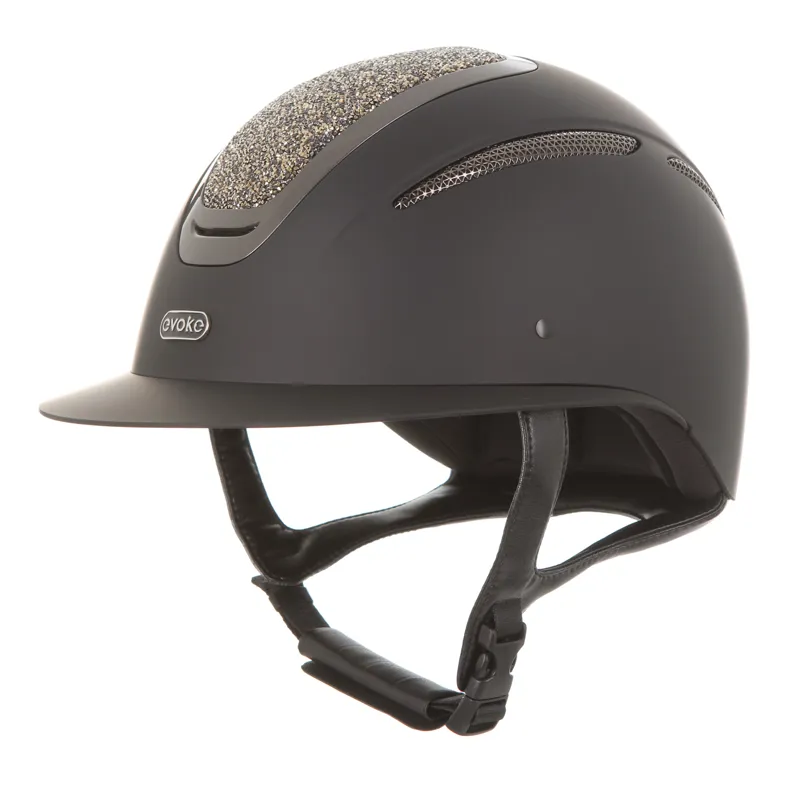 Evoke Elara Wide Peak - Black/Gold Crystal Riding Helmet-5
