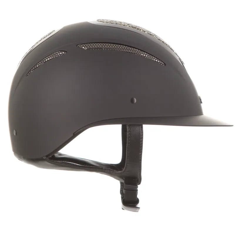 Evoke Elara Wide Peak - Black/Gold Crystal Riding Helmet-2