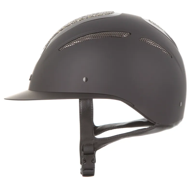 Evoke Elara Wide Peak - Black/Gold Crystal Riding Helmet-4