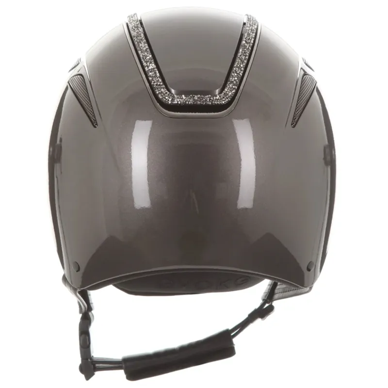 Evoke Callisto Standard Peak Riding Hat - Metallic Graphite / Marcasite Crystal Frame-2