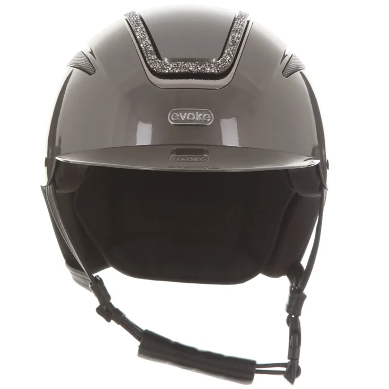 Evoke Callisto Standard Peak Riding Hat - Metallic Graphite / Marcasite Crystal Frame