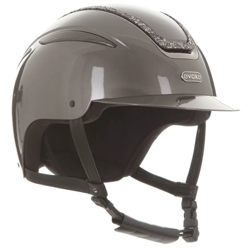 Evoke Callisto Standard Peak Riding Hat - Metallic Graphite / Marcasite Crystal Frame-3
