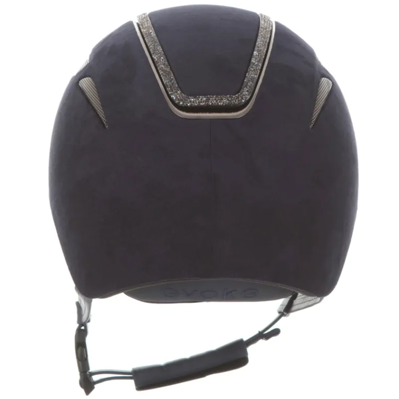 Evoke Callisto Classic Peak Riding Hat - Navy Suede / Steel Crystal Frame-2
