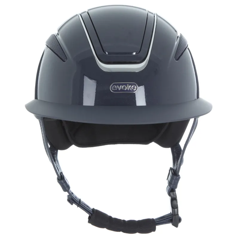Evoke Callisto Wide Peak Riding Hat - Navy Metallic/Chrome