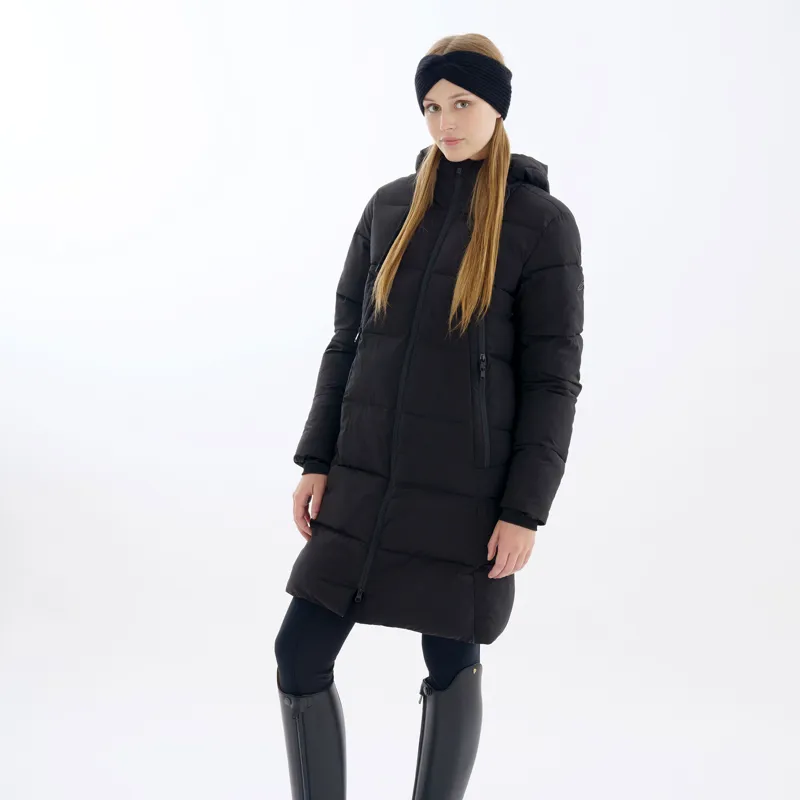 euro-star Carry Knee Length Quilted Jacket - Black-2