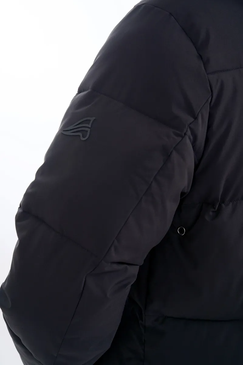 euro-star Carry Knee Length Quilted Jacket - Black-4