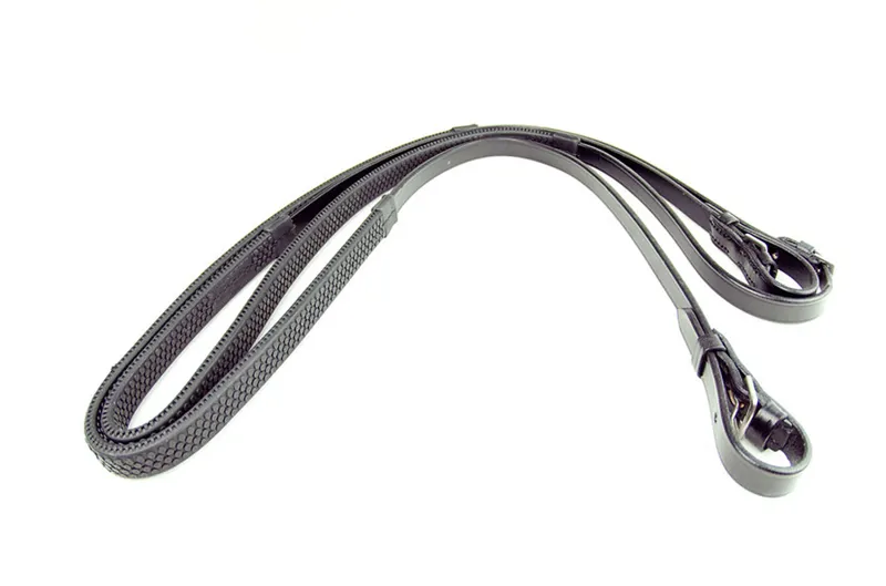 Ascot Rubber Grip Reins - Buckle Billet - Black