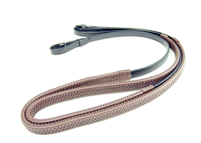 Ascot Rubber Grip Reins - Buckle Billet - Brown-1