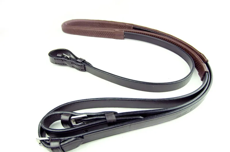 Ascot Rubber Grip Reins - Buckle Billet - Brown