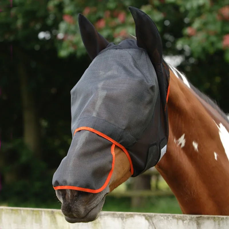 Field Relief Max Fly Mask - Black with Orange Binding