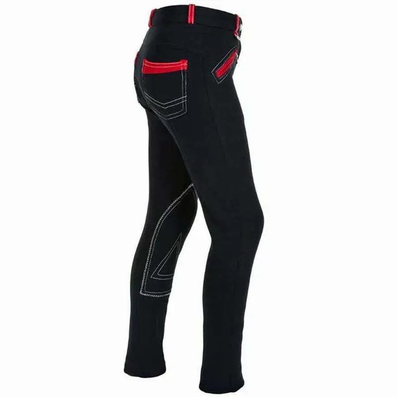 Hy Equestrian Diesel Childrens Jodhpurs - Navy/Red-1