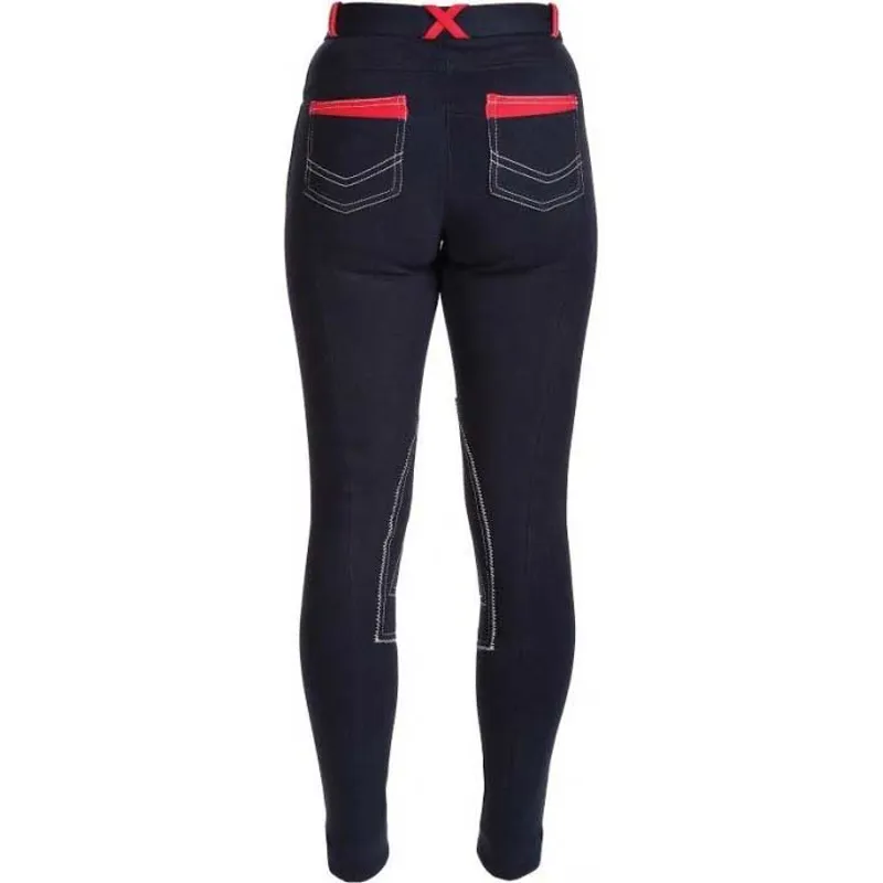 Hy Equestrian Diesel Childrens Jodhpurs - Navy/Red