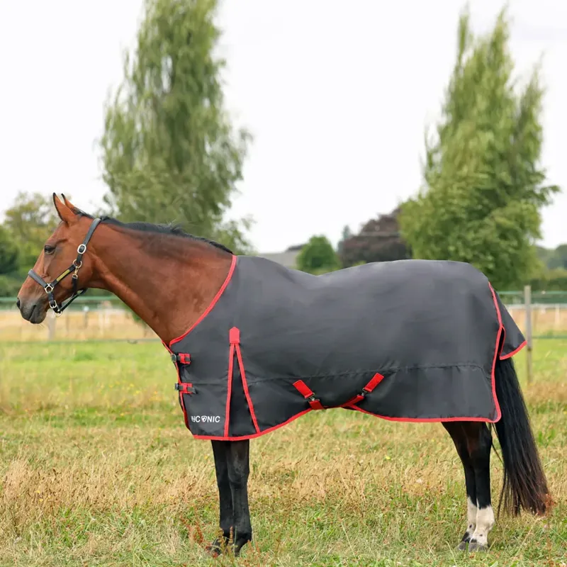 HyCONIC 0g Lightweight Turnout Rug - Charcoal/Red-1