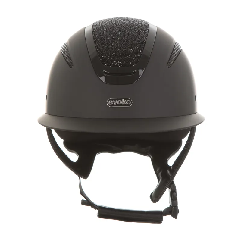 Evoke Elara Classic Peak Jet Black Crystal Riding Helmet