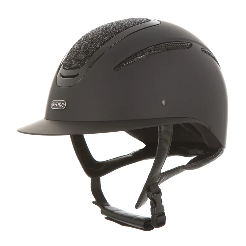 Evoke Elara Classic Peak Jet Black Crystal Riding Helmet-1