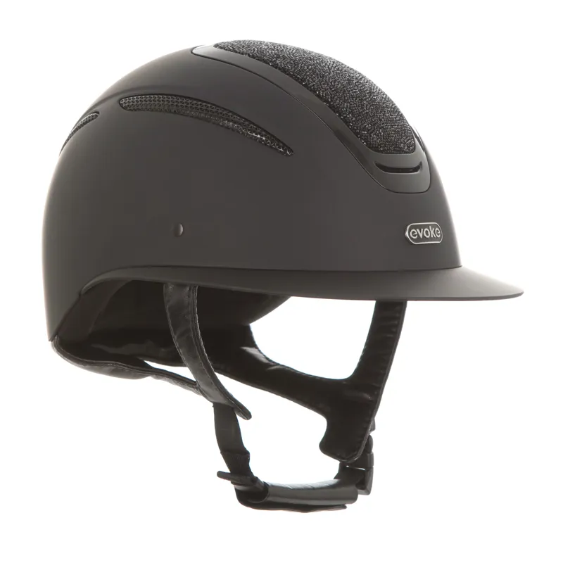 Evoke Elara Classic Peak Jet Black Crystal Riding Helmet-2