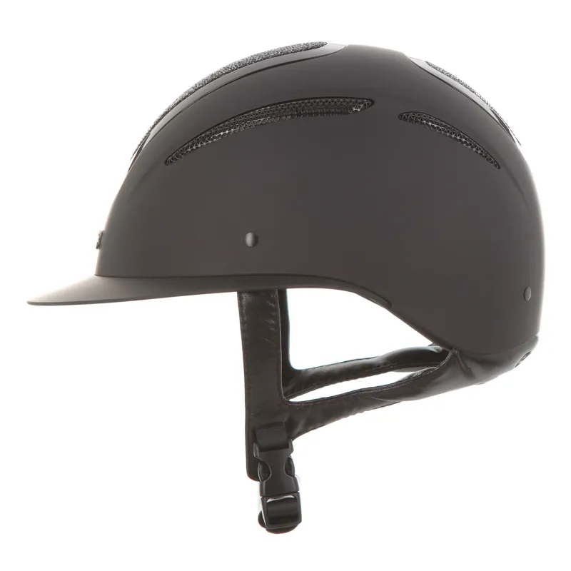 Evoke Elara Classic Peak Jet Black Crystal Riding Helmet-5