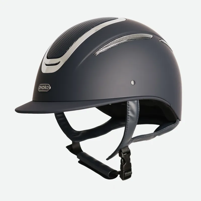 Evoke Elara Classic Peak - Navy/Silver Chrome Helmet-1