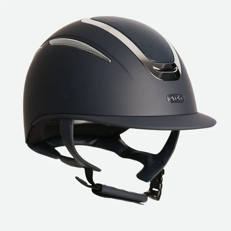 Evoke Elara Classic Peak - Navy/Silver Chrome Helmet-3