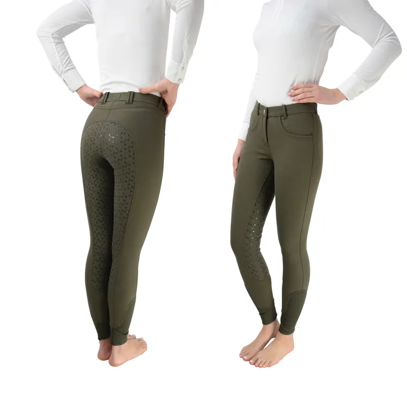 Hy Equestrian Sarah-Jane Silicone Ladies Breeches - Olive Green