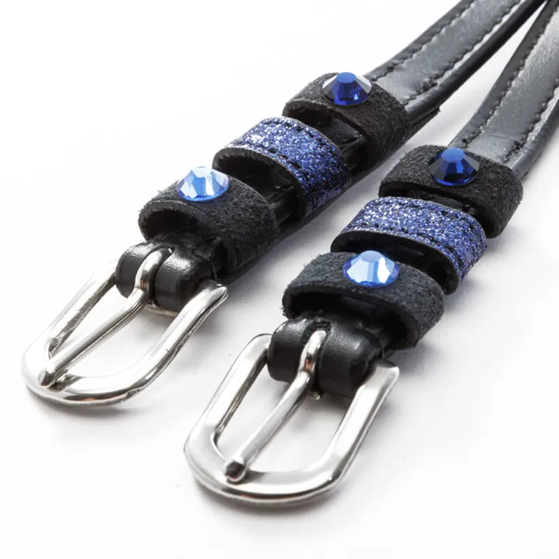 Kavalkade Ocean Leather Spur Straps  - Black/Navy-1